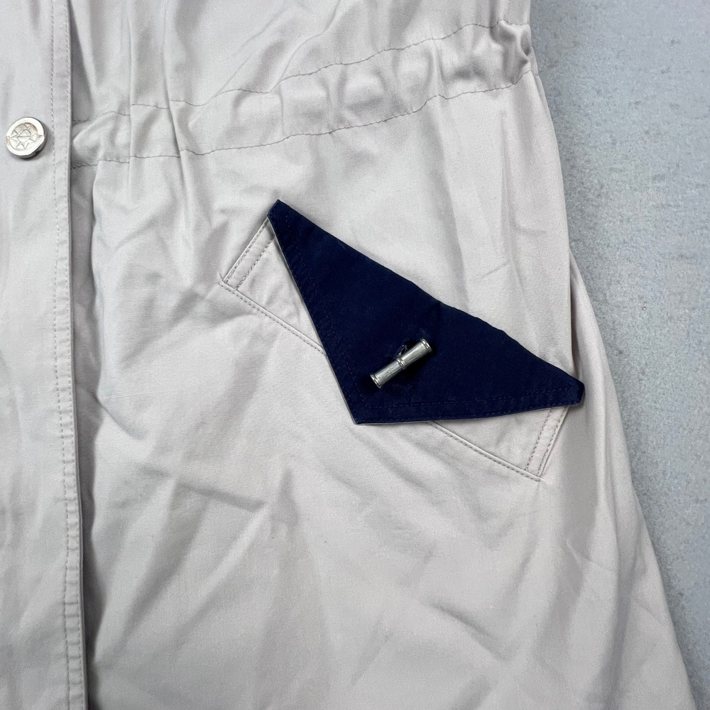 CS Essentials Parka Jacket Womens Large Tan Navy Vintage Zip Up Utility Coat - Picture 10 of 16